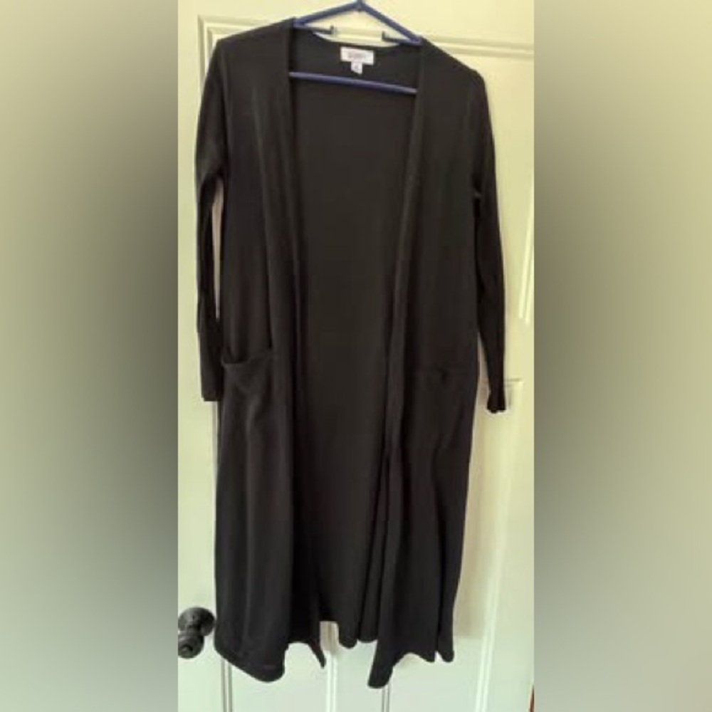 LuLaRoe Black Cardigan open front tunic stretch long knit long‎ sleeve black